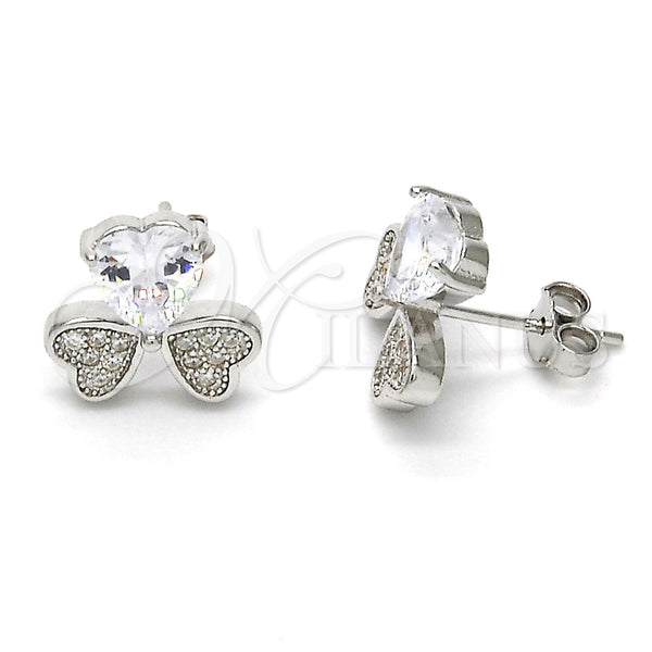 Sterling Silver Ring — Stud Earring Heart Design with White Cubic Zirconia — main product view — SKU 115943 | Plata 925 anillo — Stud Earring corazón diseño with blanco Cubic Zirconia — SKU 115943
