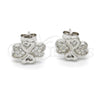 Sterling Silver Stud Earring, with White Micro Pave, Polished, Rhodium Finish, 02.175.0105