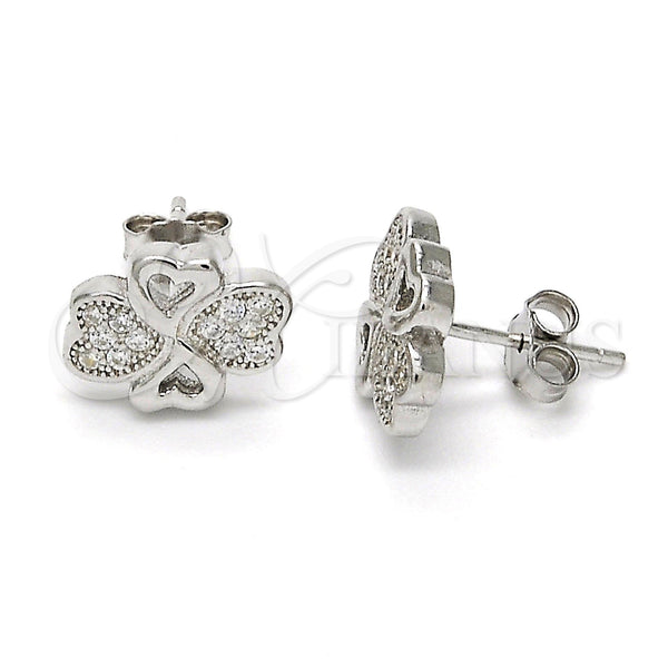 Sterling Silver Ring — Stud Earring with White Micro Pave Polished 02. — main product view — SKU 115944 | Plata 925 anillo — Stud Earring with blanco Micro Pave pulido 02. — SKU 115944
