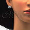 Sterling Silver Stud Earring, Heart Design, with White Micro Pave, Polished, Rhodium Finish, 02.175.0106