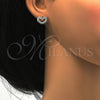 Sterling Silver Stud Earring, Heart Design, with White Micro Pave, Polished, Rhodium Finish, 02.175.0106