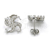 Sterling Silver Stud Earring, with White Cubic Zirconia, Polished, Rhodium Finish, 02.175.0109