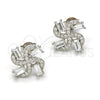 Sterling Silver Stud Earring, with White Cubic Zirconia, Polished, Rhodium Finish, 02.175.0109