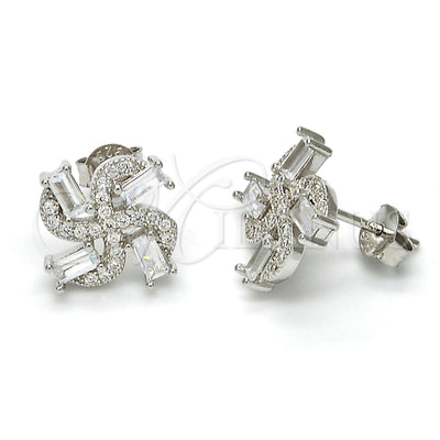 Sterling Silver Stud Earring, with White Cubic Zirconia, Polished, Rhodium Finish, 02.175.0109 for wholesale, main product view