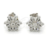 Sterling Silver Stud Earring, with White Cubic Zirconia, Polished, Rhodium Finish, 02.175.0110