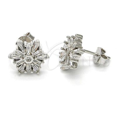 Sterling Silver Stud Earring, with White Cubic Zirconia, Polished, Rhodium Finish, 02.175.0110 for wholesale, main product view