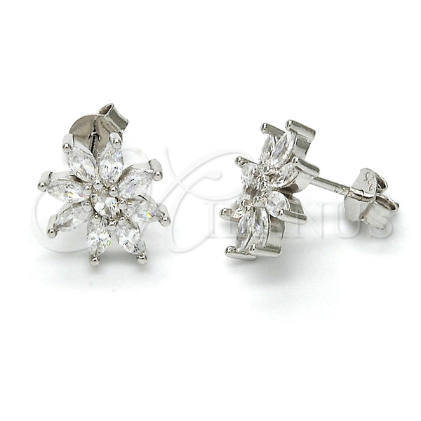 Sterling Silver Ring — Stud Earring Flower Design with White Cubic Zirconia — main product view — SKU 115951 | Plata 925 anillo — Stud Earring flor diseño with blanco Cubic Zirconia — SKU 115951