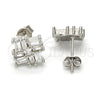 Sterling Silver Stud Earring, with White Cubic Zirconia, Polished, Rhodium Finish, 02.175.0113