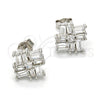 Sterling Silver Stud Earring, with White Cubic Zirconia, Polished, Rhodium Finish, 02.175.0113
