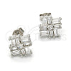 Sterling Silver Stud Earring, with White Cubic Zirconia, Polished, Rhodium Finish, 02.175.0113