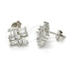 Sterling Silver Stud Earring, with White Cubic Zirconia, Polished, Rhodium Finish, 02.175.0113