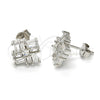 Sterling Silver Stud Earring, with White Cubic Zirconia, Polished, Rhodium Finish, 02.175.0113