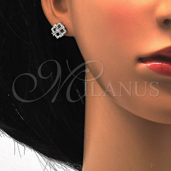 Sterling Silver Ring — Stud Earring with White Cubic Zirconia Polished 02. — alternate product view — SKU 115955 | Plata 925 anillo — Stud Earring with blanco Cubic Zirconia pulido 02. — SKU 115955