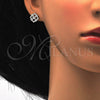 Sterling Silver Stud Earring, with White Cubic Zirconia, Polished, Rhodium Finish, 02.175.0116