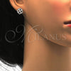 Sterling Silver Stud Earring, with White Cubic Zirconia, Polished, Rhodium Finish, 02.175.0116