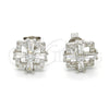 Sterling Silver Stud Earring, with White Cubic Zirconia, Polished, Rhodium Finish, 02.175.0116