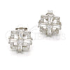 Sterling Silver Stud Earring, with White Cubic Zirconia, Polished, Rhodium Finish, 02.175.0116