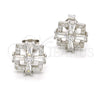 Sterling Silver Stud Earring, with White Cubic Zirconia, Polished, Rhodium Finish, 02.175.0116