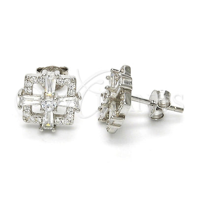 Sterling Silver Stud Earring, with White Cubic Zirconia, Polished, Rhodium Finish, 02.175.0116 for wholesale, main product view