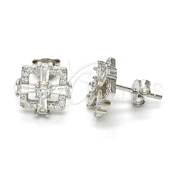 Sterling Silver Ring — Stud Earring with White Cubic Zirconia Polished 02. — main product view — SKU 115955 | Plata 925 anillo — Stud Earring with blanco Cubic Zirconia pulido 02. — SKU 115955