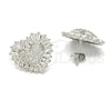 Sterling Silver Stud Earring, Heart Design, with White Cubic Zirconia and White Micro Pave, Polished, Rhodium Finish, 02.175.0121