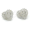 Sterling Silver Stud Earring, Heart Design, with White Cubic Zirconia and White Micro Pave, Polished, Rhodium Finish, 02.175.0121