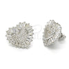 Sterling Silver Stud Earring, Heart Design, with White Cubic Zirconia and White Micro Pave, Polished, Rhodium Finish, 02.175.0121