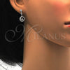 Sterling Silver Dangle Earring, Spiral and Star Design, with White Cubic Zirconia and White Micro Pave, Polished, Rhodium Finish, 02.175.0127