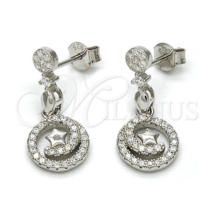 Sterling Silver Ring — Dangle Earring Spiral and Star Design with White — main product view — SKU 115966 | Plata 925 anillo — Dangle Earring Spiral and estrella diseño with blanco — SKU 115966