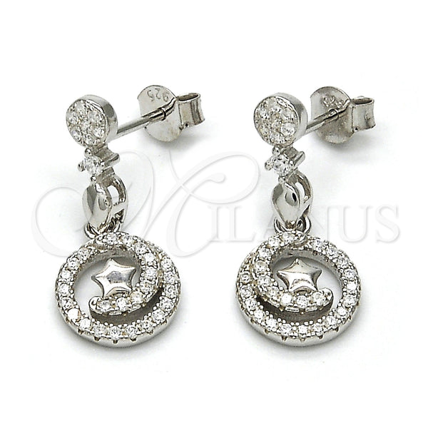 Sterling Silver Ring — Dangle Earring Spiral and Star Design with White — main product view — SKU 115966 | Plata 925 anillo — Dangle Earring Spiral and estrella diseño with blanco — SKU 115966