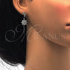 Sterling Silver Dangle Earring, with White Cubic Zirconia, Polished, Rhodium Finish, 02.175.0130