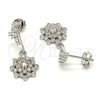 Sterling Silver Dangle Earring, with White Cubic Zirconia, Polished, Rhodium Finish, 02.175.0130