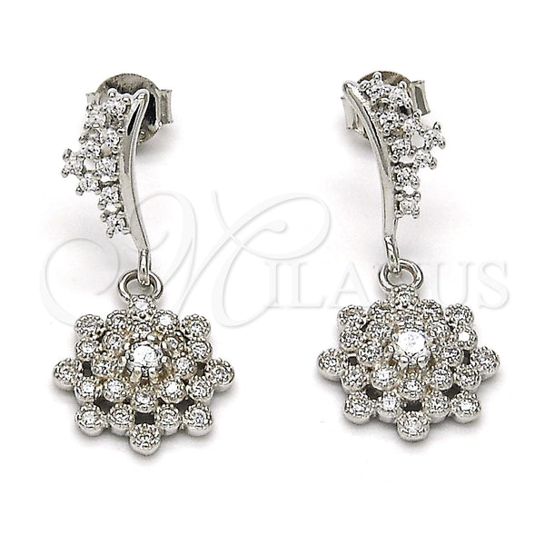 Sterling Silver Ring — Dangle Earring with White Cubic Zirconia Polished 02. — main product view — SKU 115969 | Plata 925 anillo — Dangle Earring with blanco Cubic Zirconia pulido 02. — SKU 115969