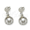 Sterling Silver Dangle Earring, with White Cubic Zirconia, Polished, Rhodium Finish, 02.175.0133
