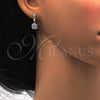 Sterling Silver Dangle Earring, with White Cubic Zirconia, Polished, Rhodium Finish, 02.175.0134