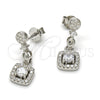 Sterling Silver Dangle Earring, with White Cubic Zirconia, Polished, Rhodium Finish, 02.175.0134