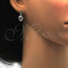 Sterling Silver Dangle Earring, with White Cubic Zirconia, Polished, Rhodium Finish, 02.175.0135