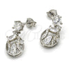 Sterling Silver Dangle Earring, with White Cubic Zirconia, Polished, Rhodium Finish, 02.175.0135