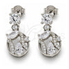 Sterling Silver Dangle Earring, with White Cubic Zirconia, Polished, Rhodium Finish, 02.175.0135