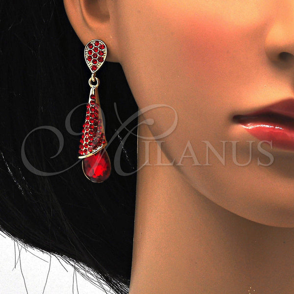 Gold Filled Ring — Long Earring Teardrop Design with Garnet Cubic Zirconia — alternate product view — SKU 115998 | Oro Laminado anillo — Long Earring Teardrop diseño with Garnet Cubic Zirconia — SKU 115998