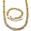 Oro Laminado Necklace and Bracelet, Gold Filled Style Guadalupe Design, Polished, Golden Finish, 06.185.0010