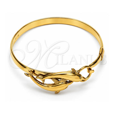 Oro Laminado Individual Bangle, Gold Filled Style Dolphin Design, Polished, Golden Finish, 07.192.0020.1.04 (05 MM Thickness, Size 4 (2.25 Diameter))