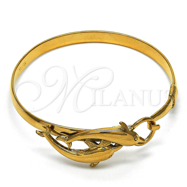 Oro Laminado Individual Bangle, Gold Filled Style Dolphin Design, Polished, Golden Finish, 07.192.0020.1.04 (05 MM Thickness, Size 4 (2.25 Diameter))