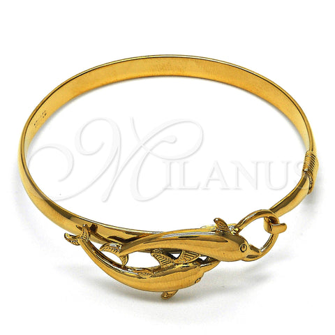 Oro Laminado Individual Bangle, Gold Filled Style Dolphin Design, Polished, Golden Finish, 07.192.0020.1.04 (05 MM Thickness, Size 4 (2.25 Diameter))