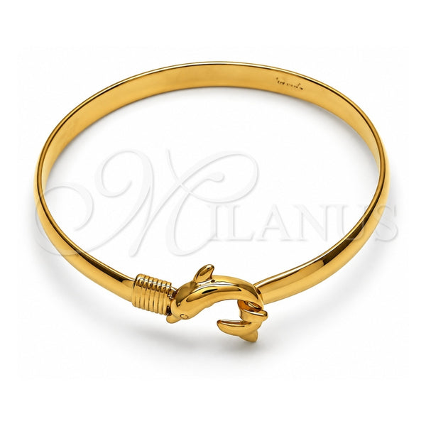 Oro Laminado Individual Bangle, Gold Filled Style Dolphin Design, Polished, Golden Finish, 07.192.0013.1.04 (05 MM Thickness, Size 4 (2.25 Diameter))