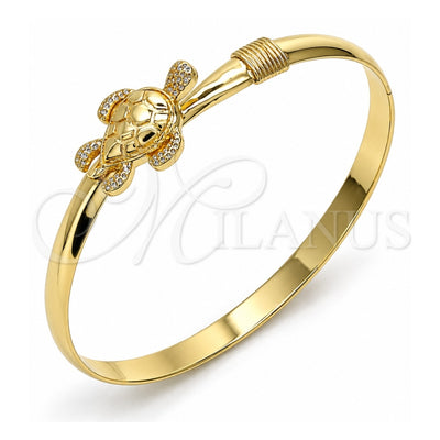 Oro Laminado Individual Bangle, Gold Filled Style Turtle Design, Polished, Golden Finish, 07.192.0015.1.04 (05 MM Thickness, Size 4 (2.25 Diameter))
