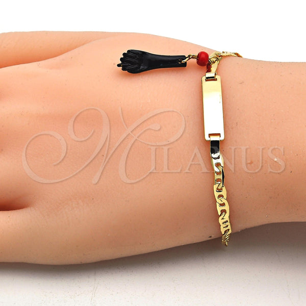 Gold Filled Bracelet — Charm Bracelet Hand Design with Black and Orange — alternate product view — SKU 116068 | Oro Laminado brazalete — Charm Bracelet Hand diseño with negro and Orange — SKU 116068