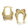 Oro Laminado Small Hoop, Gold Filled Style Star Design, Polished, Tricolor, 02.102.0012.20