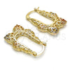 Oro Laminado Small Hoop, Gold Filled Style Star Design, Polished, Tricolor, 02.102.0012.20