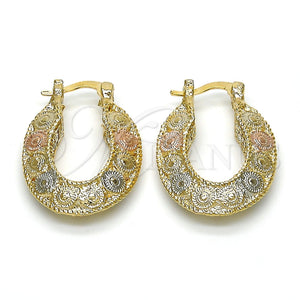 Gold Filled Hoop Earrings — Small Hoop Polished Tricolor 02. — main product view — SKU 116071 | Oro Laminado aretes de aro — Small Hoop pulido Tricolor 02. — SKU 116071